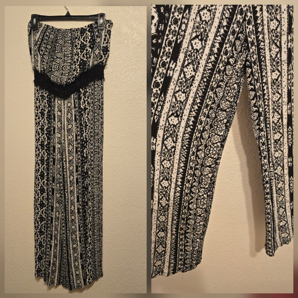 Mystery small 100% rayon strapless jumpsuit romper